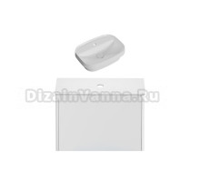 Тумба с раковиной Allen Brau Gravity 80 1 ящик, матовый белый, столешница белая, раковина Fantasy Sphere 55x40, белая