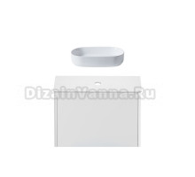 Тумба с раковиной Allen Brau Gravity 80 1 ящик, матовый белый, столешница белая, раковина Fantasy Oval 55, белая