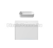 Тумба с раковиной Allen Brau Gravity 80 1 ящик, матовый белый, столешница белая, раковина Fantasy Quad 50, белая