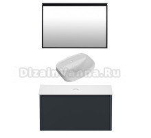 Мебель для ванной комнаты Allen Brau Gravity 100 1 ящик, матовый антрацит, столешница белая, раковина Fantasy Sphere 55х40, белая