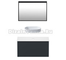 Мебель для ванной комнаты Allen Brau Gravity 100 1 ящик, матовый антрацит, столешница белая, раковина Fantasy Oval 55, белая
