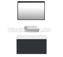 Мебель для ванной комнаты Allen Brau Gravity 100 1 ящик, матовый антрацит, столешница белая, раковина Fantasy Quad 50, белая