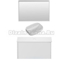 Мебель для ванной комнаты Allen Brau Gravity 100 1 ящик, матовый белый, столешница белая, раковина Fantasy Sphere 55х40, белая