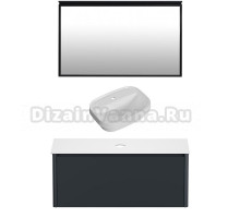 Мебель для ванной комнаты Allen Brau Gravity 120 1 ящик, матовый антрацит, столешница белая, раковина Fantasy Sphere 55х40, белая