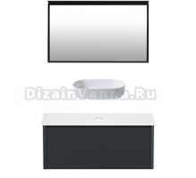 Мебель для ванной комнаты Allen Brau Gravity 120 1 ящик, матовый антрацит, столешница белая, раковина Fantasy Oval 55, белая