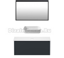 Мебель для ванной комнаты Allen Brau Gravity 120 1 ящик, матовый антрацит, столешница белая, раковина Fantasy Quad 50, белая