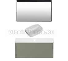 Мебель для ванной комнаты Allen Brau Gravity 120 1 ящик, матовая олива, столешница белая, раковина Fantasy Sphere 55х40, белая