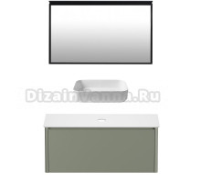 Мебель для ванной комнаты Allen Brau Gravity 120 1 ящик, матовая олива, столешница белая, раковина Fantasy Quad 50, белая