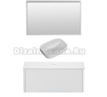 Мебель для ванной комнаты Allen Brau Gravity 120 1 ящик, матовый белый, столешница белая, раковина Fantasy Sphere 55х40, белая