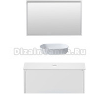 Мебель для ванной комнаты Allen Brau Gravity 120 1 ящик, матовый белый, столешница белая, раковина Fantasy Oval 55, белая
