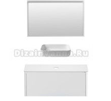 Мебель для ванной комнаты Allen Brau Gravity 120 1 ящик, матовый белый, столешница белая, раковина Fantasy Quad 50, белая