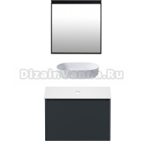 Мебель для ванной комнаты Allen Brau Gravity 80 1 ящик, матовый антрацит, столешница белая, раковина Fantasy Oval 55, белая