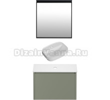 Мебель для ванной комнаты Allen Brau Gravity 80 1 ящик, матовая олива, столешница белая, раковина Fantasy Sphere 55х40, белая