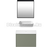 Мебель для ванной комнаты Allen Brau Gravity 80 1 ящик, матовая олива, столешница белая, раковина Fantasy Quad 50, белая
