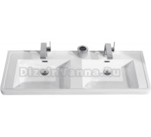 Мебельная раковина BelBagno Ancona-N Energia-N 120 накладная, для двоих, белая, с 2 отверстиями под смеситель, прямоугольная, искусственная мрамор