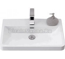 Мебельная раковина BelBagno Piramide 65 накладная, белая, прямоугольная, искусственная мрамор