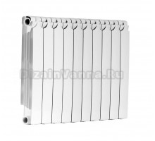 Радиатор биметаллический секционный Теплоприбор БР1-500 10 секций, боковое проходное подключение, белый RAL 9016