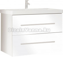 Тумба под раковину без столешницы Marka One Mix 60П с 2 ящиками, белый глянец, ручки рейлинг