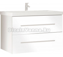 Тумба под раковину без столешницы Marka One Mix 70П с 2 ящиками, белый глянец, ручки рейлинг