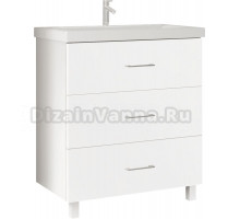 Тумба под раковину без столешницы Marka One Mix 60Н с 3 ящиками, белый глянец, ручки рейлинг