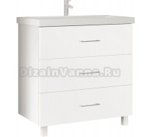 Тумба под раковину без столешницы Marka One Mix 70Н с 3 ящиками, белый глянец, ручки рейлинг