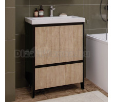 Тумба под раковину без столешницы Velvex Klaufs 60.2D.1Y черная, шатанэ, напольная