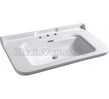 Раковина подвесная Kerasan Waldorf 4144K1bi/cr*3 120 белая, прямоугольная, со столешницей, с 3 отверстиями под смеситель