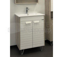 Тумба с раковиной Comforty Клеон 60Н напольная, белая, дымчатый дуб