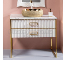 Тумба под раковину без столешницы Armadi Art Monaco 100 для столешницы белая, золото