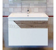 Тумба под раковину без столешницы Бриклаер Брайтон 70 подвесная, белая матовая, дуб кера