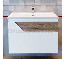 Тумба под раковину без столешницы Бриклаер Брайтон 80 подвесная, белая матовая, дуб кера