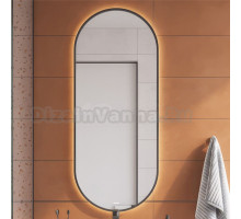 Зеркало Cersanit Eclipse smart 50x122 с подсветкой овальное, чёрная рамка