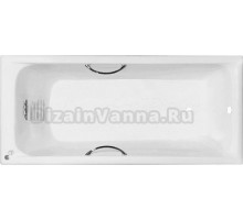 Чугунная ванна Castalia Prime S2021 180x80 см, пристенная, белая, на ножках, с ручками