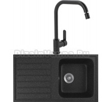 Комплект Мойка кухонная Domaci Бьелла DMC-20 черная + Смеситель для кухни MEGA City MG- ZRV104-B черный