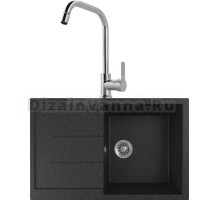 Комплект Мойка кухонная Domaci Бьелла DMC-25 черная + Смеситель для кухни MEGA City MG- ZRV104 хром