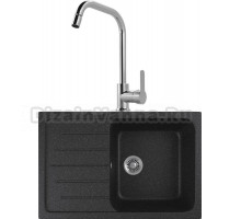 Комплект Мойка кухонная Domaci Бьелла DMC-76 черная + Смеситель для кухни MEGA City MG- ZRV104 хром