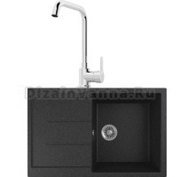 Комплект Мойка кухонная Domaci Бьелла DMC-25 черная + Смеситель для кухни MEGA Ege MG-PL10 хром
