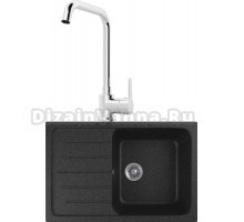 Комплект Мойка кухонная Domaci Бьелла DMC-76 черная + Смеситель для кухни MEGA Ege MG-PL10 хром