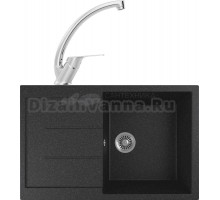 Комплект Мойка кухонная Domaci Бьелла DMC-25 черная + Смеситель для кухни MEGA Mega MG-BMK016 хром