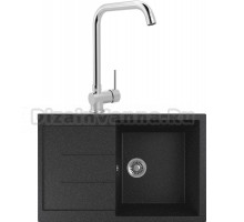 Комплект Мойка кухонная Domaci Бьелла DMC-25 черная + Смеситель для кухни MEGA Didim MG-CM107 хром