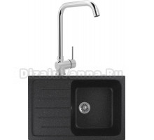 Комплект Мойка кухонная Domaci Бьелла DMC-76 черная + Смеситель для кухни MEGA Didim MG-CM107 хром
