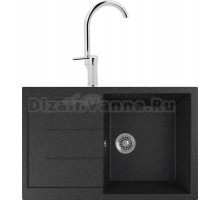 Комплект Мойка кухонная Domaci Бьелла DMC-25 черная + Смеситель для кухни MEGA Snow MG-SH03 хром