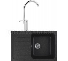 Комплект Мойка кухонная Domaci Бьелла DMC-76 черная + Смеситель для кухни MEGA Snow MG-SH03 хром