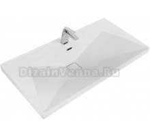 Мебельная раковина Cezares Molveno Crystal 80 накладная, белая, прямоугольная, фаянс
