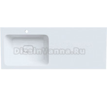 Раковина над стиральной машиной IDDIS Optima Home 110 L глянцевая белая, прямоугольная, искусственный камень, со столешницей справа, с кронштейном