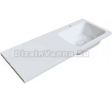 Раковина над стиральной машиной IDDIS Optima Home 120 R глянцевая белая, прямоугольная, искусственный камень, со столешницей справа, с кронштейном