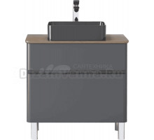 Тумба под раковину со столешницей Raval Morelle 80, напольная, антрацит, трюфель