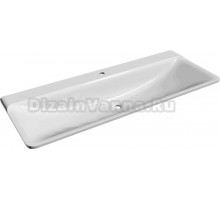 Мебельная раковина Madera 120 накладная, глянцевая белая, прямоугольная, искусственный мрамор