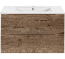 Тумба под раковину без столешницы Vincea Mia Slim 80, подвесная, 2 ящика, дуб винтаж