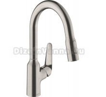 Комплект Смеситель Hansgrohe Focus M42 71801800, сталь + Фартук, черный